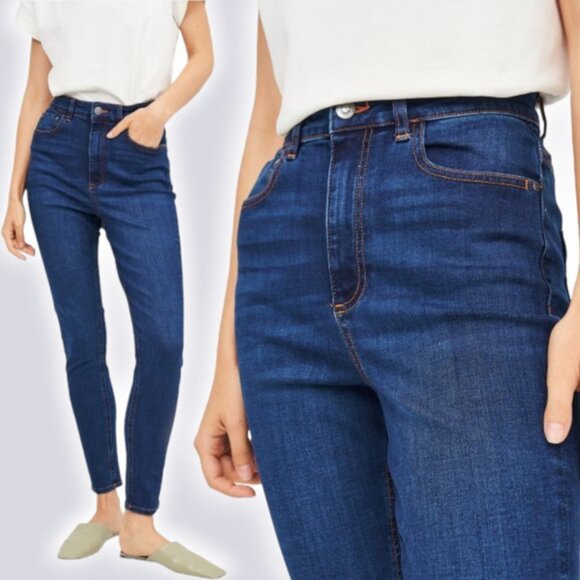 ZARA Hi Rise Denim Skinny Jeans Sz 4 Blue - Picture 1 of 7